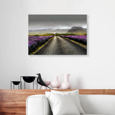 White Church Lavender Road Canvas Prints