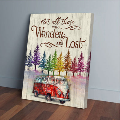 Colorful Pine Tree Camping Hippie Car Canvas Prints PAN18524