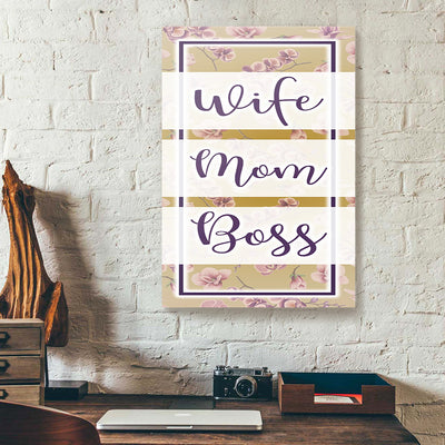 Wife Mom Boss Flower Canvas Prints