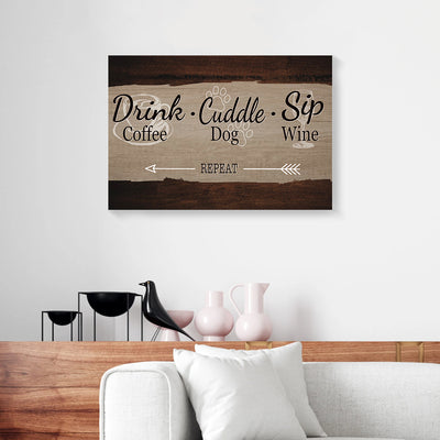 Drink Coffee Cuddle Dog Canvas Prints PAN18344