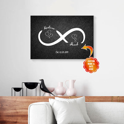 Personalized Gift For Couple Infinity Black Canvas Wall Art