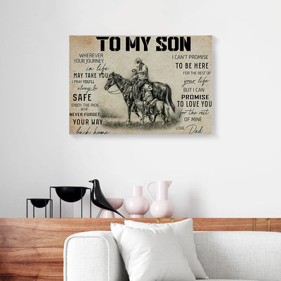 To My Son Dad Riding Horse Canvas Prints