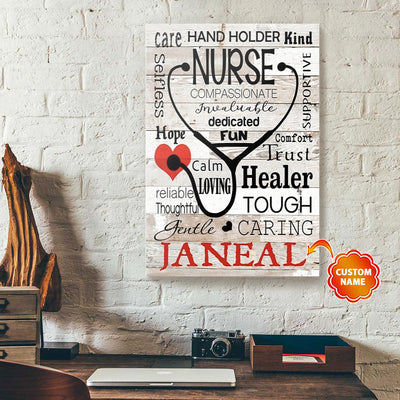 Personalized Nurse Canvas Wall Art Care Hand Holder PAN10046