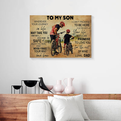 To My Son Dad Cycling Canvas Prints