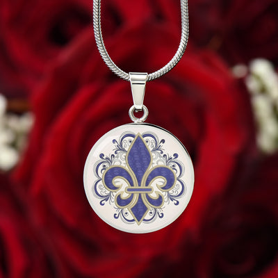 Mardi Gras Accessories Fleur De Lis Circle Necklace