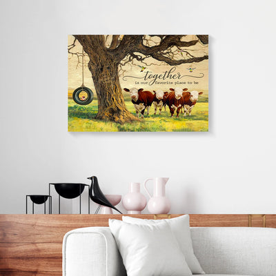 Together Is Our Favorite Place To Be Hereford Cows Canvas Prints PAN09550