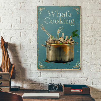 Skeleton In The Pot Cooking Canvas Prints