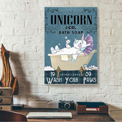 Unicorn In Bath Canvas Prints