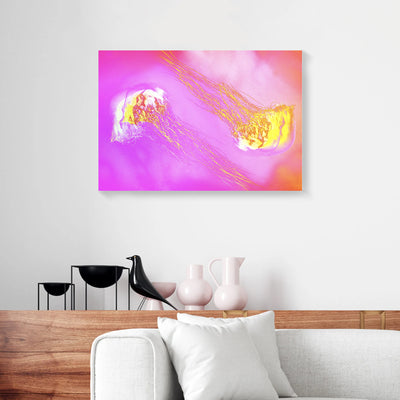 Two Jellyfishes Pastel Canvas Prints