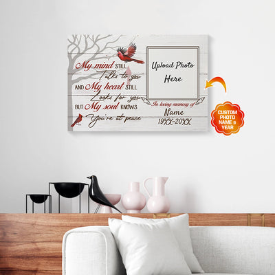 Personalized Memorial Gift Cardinal Canvas Wall Art My Mind Still Talks To You