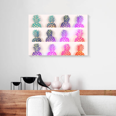 Pineapples Grid Rainbow Canvas Prints