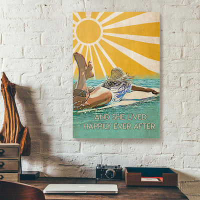 And She Lived Happily Ever After Surfing Girl Canvas Prints PAN19315