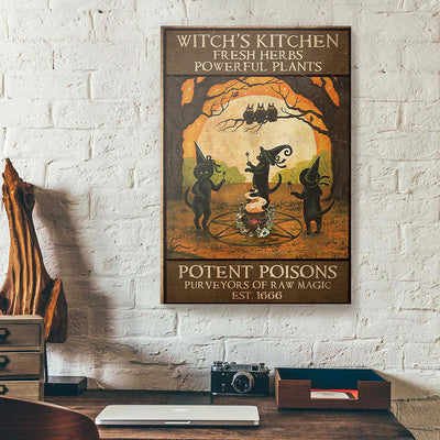 Witch's Kitchen Cat Witch Canvas Prints