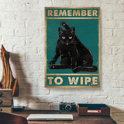 Remember To Wipe Black Cat Canvas Prints PAN13920