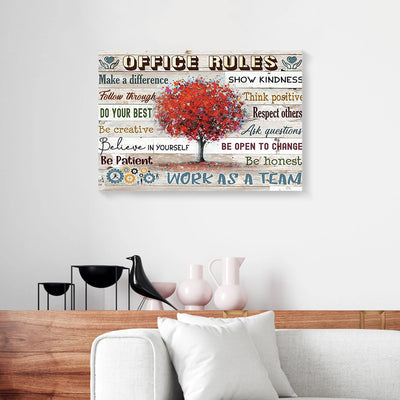 Office Rules Work As A Team Red Tree Canvas