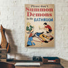 Please Don't Summon Demons In The Bathroom Funny Bathroom Canvas Prints