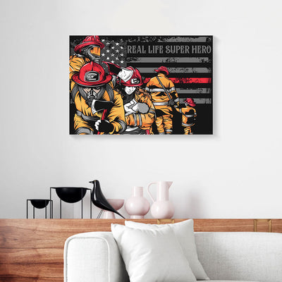 Super Hero Firefighter Canvas Prints