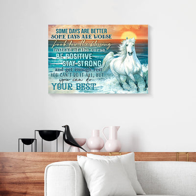 Sunset Sea White Horse Canvas Prints