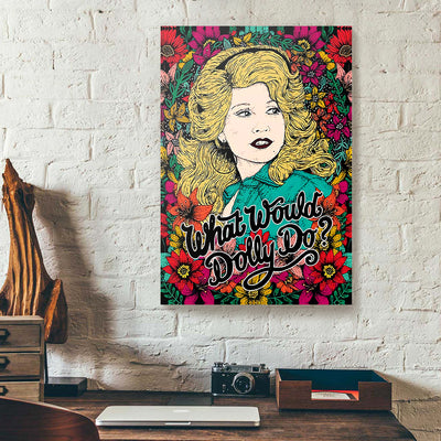 What Would Dolly Do? Dolly Parton With Flower Canvas Prints PAN01972