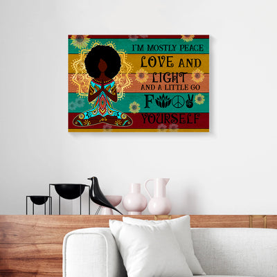 I'm Mostly Peace Love And Light Yoga Canvas Prints PAN00214