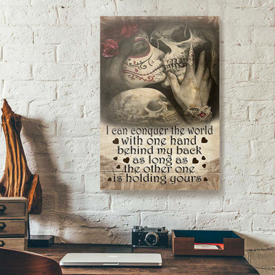 I Can Conquer the World Couple Skeleton Love Canvas Prints PAN09206