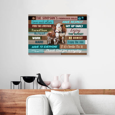 Personalized Cow Farmer Canvas Wall Art Love Each Other PAN03017
