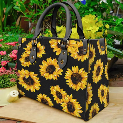 Black Sunflower Purse Tote Bag Handbag For Women PANLTO0086