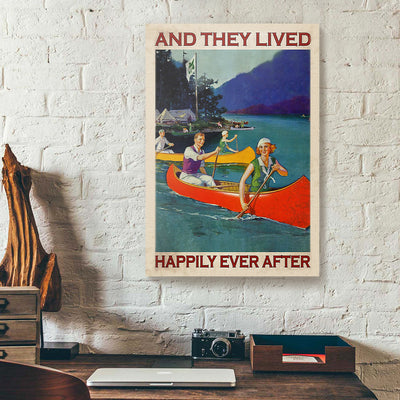 And They Lived Happily Ever After Vintage Couple Canoe Canvas Prints PAN05860