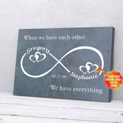 Personalized Gift For Couple Infinity Hearts Canvas Wall Art When We Have