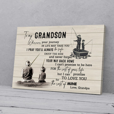 To My Grandson Grandpa Fishing Canvas Prints PAN13350