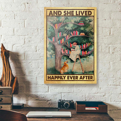 And She Lived Happily Ever After Reading Book Canvas Prints PAN00513