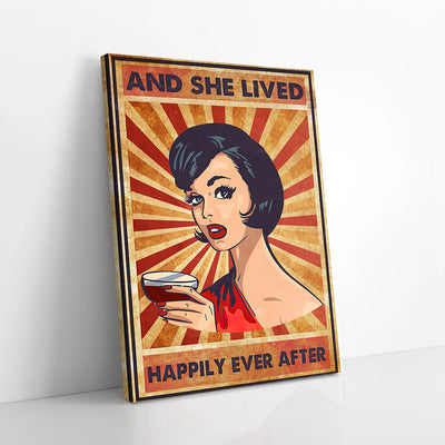 Wine Girl And She Lived Happily Ever After Canvas Prints