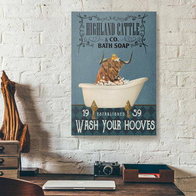 Bath Soap Wash Your Hooves Highland Cattle Canvas Prints PAN19002