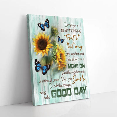Everyday Is A New Beginning Butterfly Sunflower Canvas Prints PAN09137