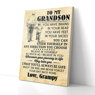 To My Grandson Grampy Canvas Prints