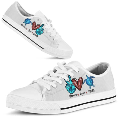 Peace Love Turtle Sign Low Top Shoes