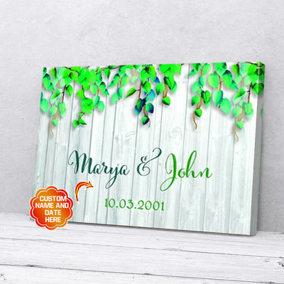 Personalized Gift For Couple Leaves Canvas Wall Art