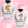 His And Her Valentines Day Couple Shirts Missing Pizza Pieces White Hoodies