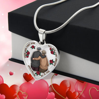 Personalized Valentine's Day Anniversary Gifts For Couple Heart Necklace