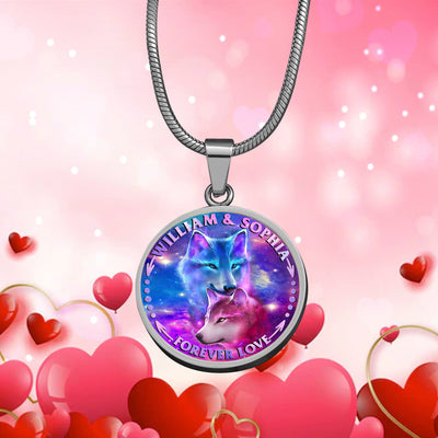 Personalized Valentine's Day Gifts Native Wolves Couple Circle Necklace