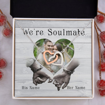Personalized Valentine's Day Gifts Soulmate Interlocking Hearts Necklace
