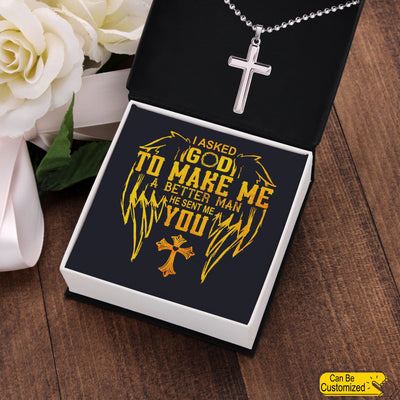 Valentine's Day Gifts Jewelry Box God Sent Me You Stainless Cross Necklace