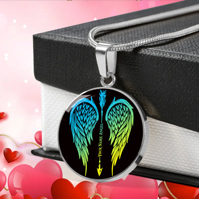 Personalized Valentine's Day Gifts Angel Wings Circle Necklace