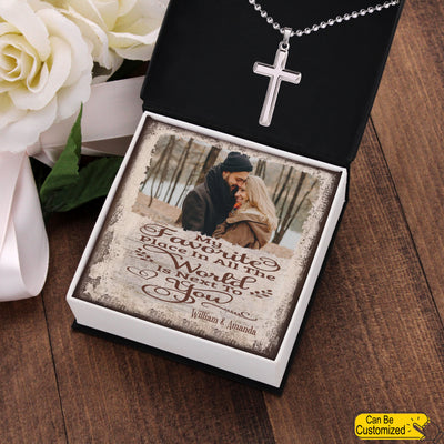 Personalized Valentine's Day Gifts My Favorite Stainless Cross Necklace