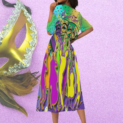 Mardi Gras Outfit Maxi Dress Elastic Waist