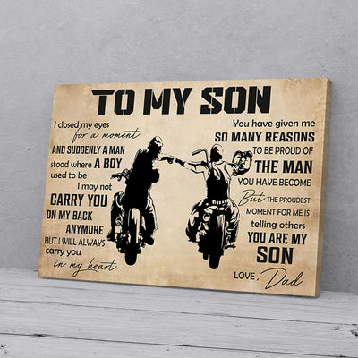 To My Son Dad Biker Canvas Prints