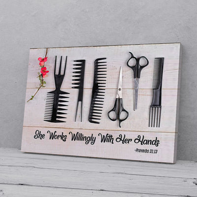 She Works Willingly With Her Hands Hairstylist Canvas Prints