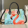 Pretty Flowers Flamingo Bird Leather Tote Bag Handbag For Women