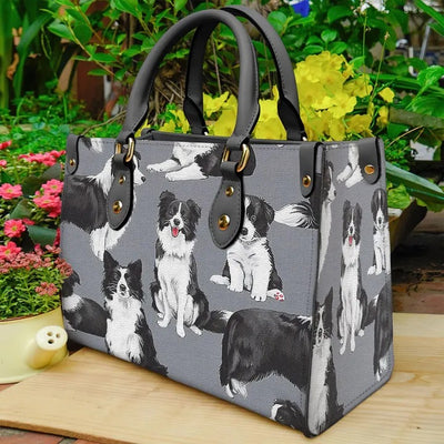 Border Collie Cute Dog Grey Purse Tote Bag Handbag For Women PANLTO0104
