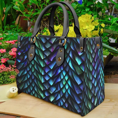 Turquoise Dragon Scales Skin Purse Tote Bag Handbag For Women